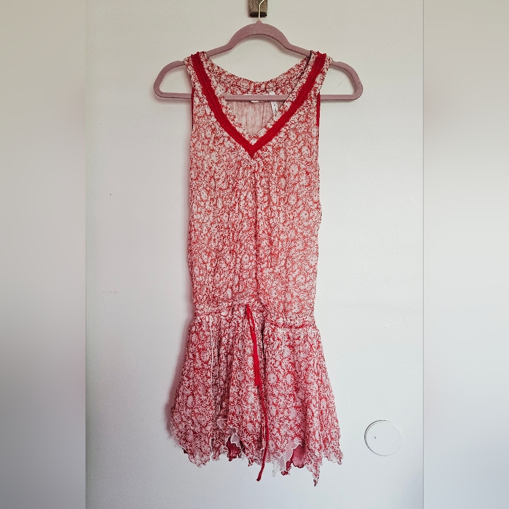 Poupette St Barth Silk red printed dress Sz XS